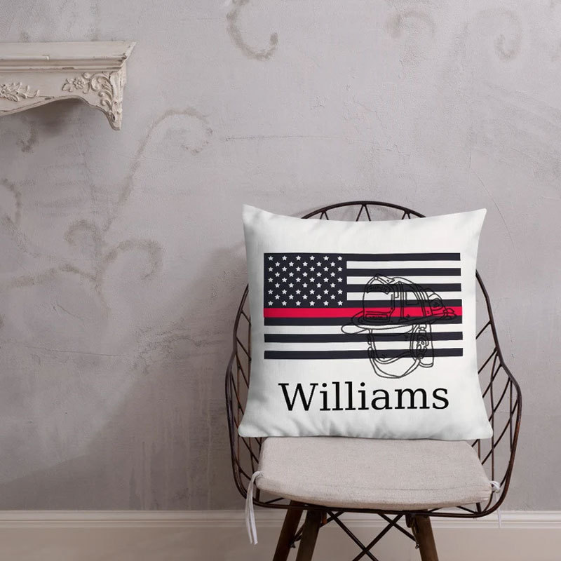 Custom Thin Red Line Pillow Flag Fireman Gift