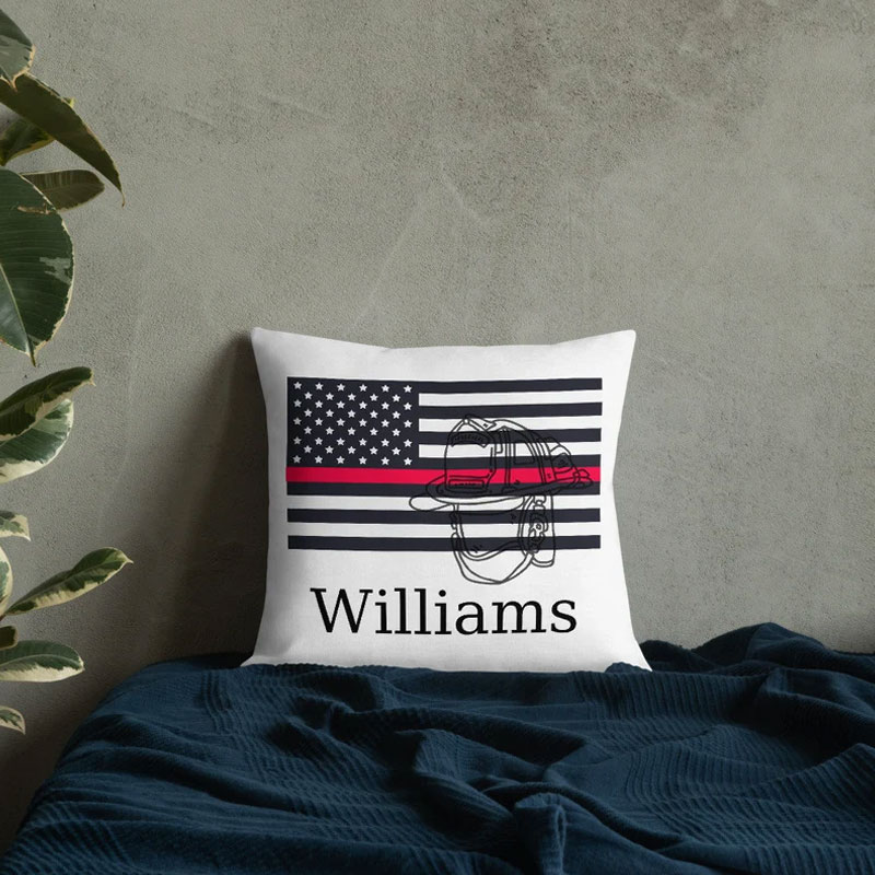 Custom Thin Red Line Pillow Flag Fireman Gift