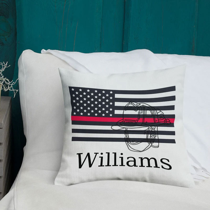 Custom Thin Red Line Pillow Flag Fireman Gift