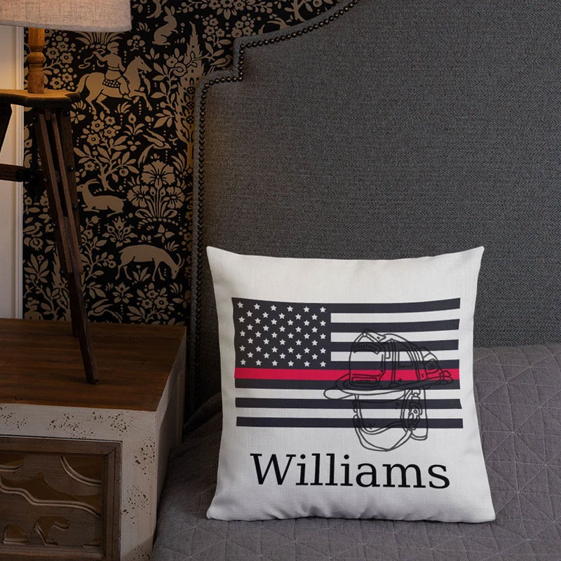 Custom Thin Red Line Pillow Flag Fireman Gift