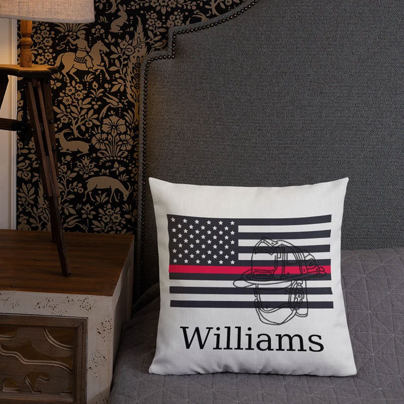 Custom Thin Red Line Pillow Flag Fireman Gift