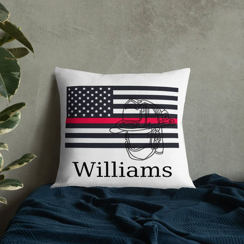 Custom Thin Red Line Pillow Flag Fireman Gift