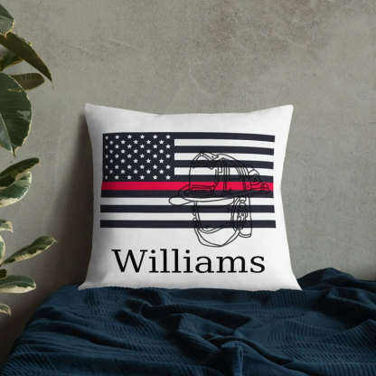 Custom Thin Red Line Pillow Flag Fireman Gift
