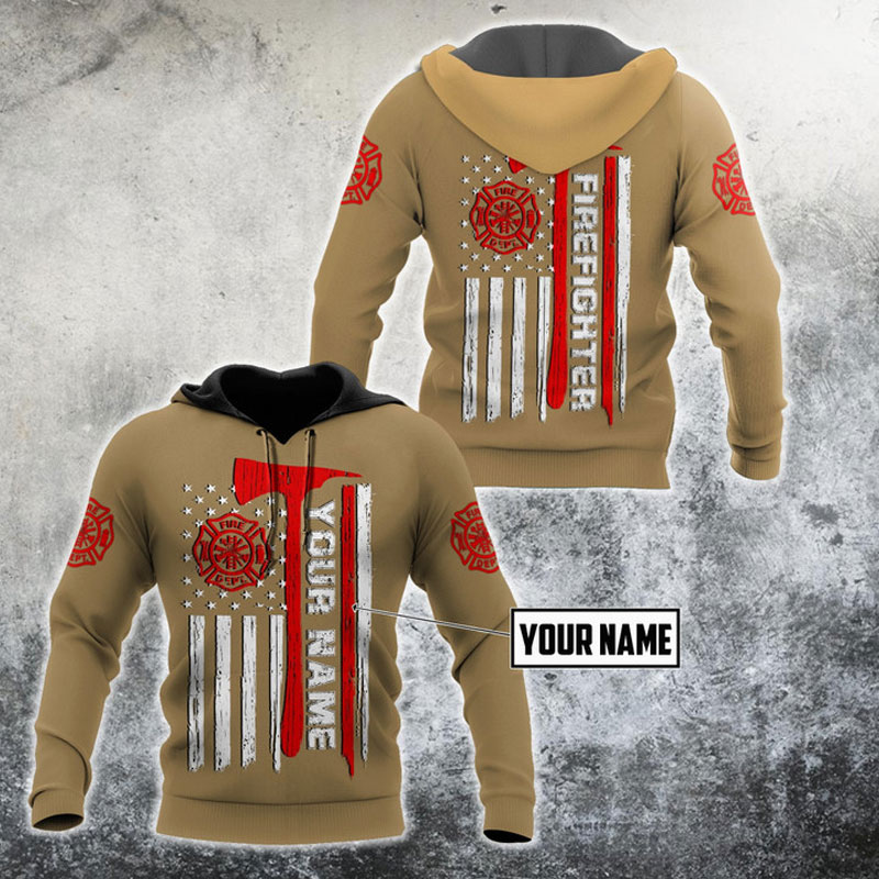 Customize Name Firefighter All Printed Hoodie For Men And Women