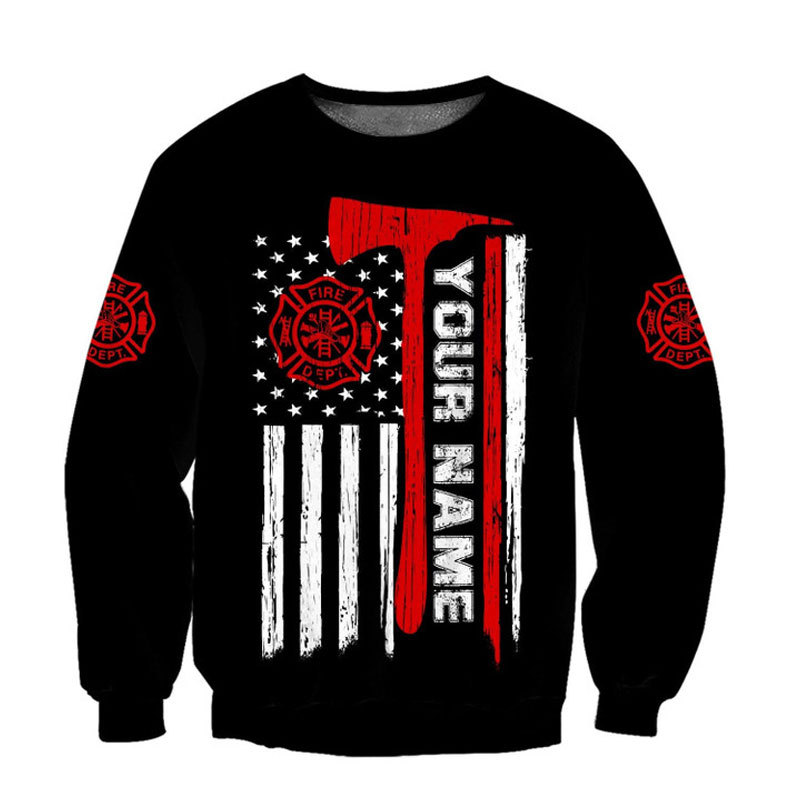 Customize Name Firefighter All Printed Hoodie For Men And Women