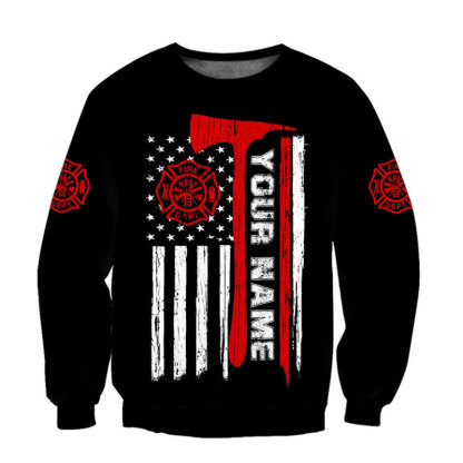 Customize Name Firefighter All Printed Hoodie For Men And Women