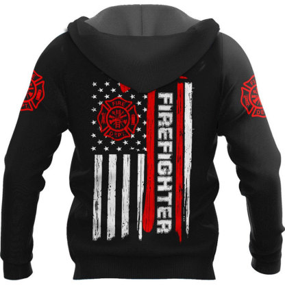 Customize Name Firefighter All Printed Hoodie For Men And Women