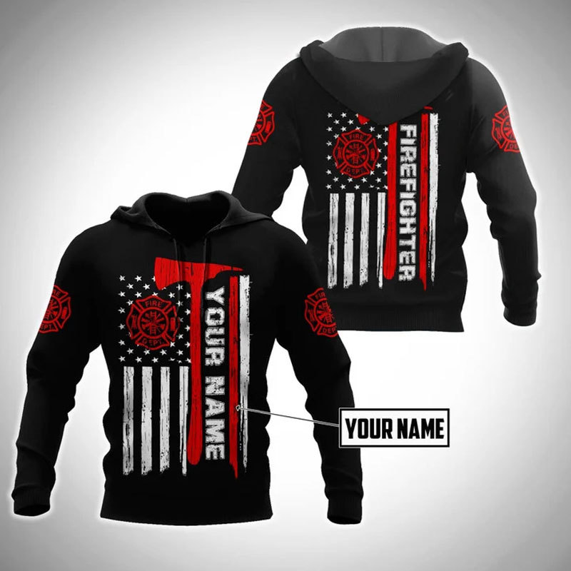 Customize Name Firefighter All Printed Hoodie For Men And Women