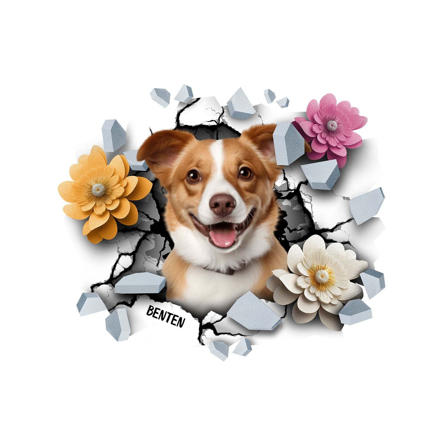 Custom Photo 3D Cracked Pet Face - Gift For Dog Lovers - Personalized Decor Decal