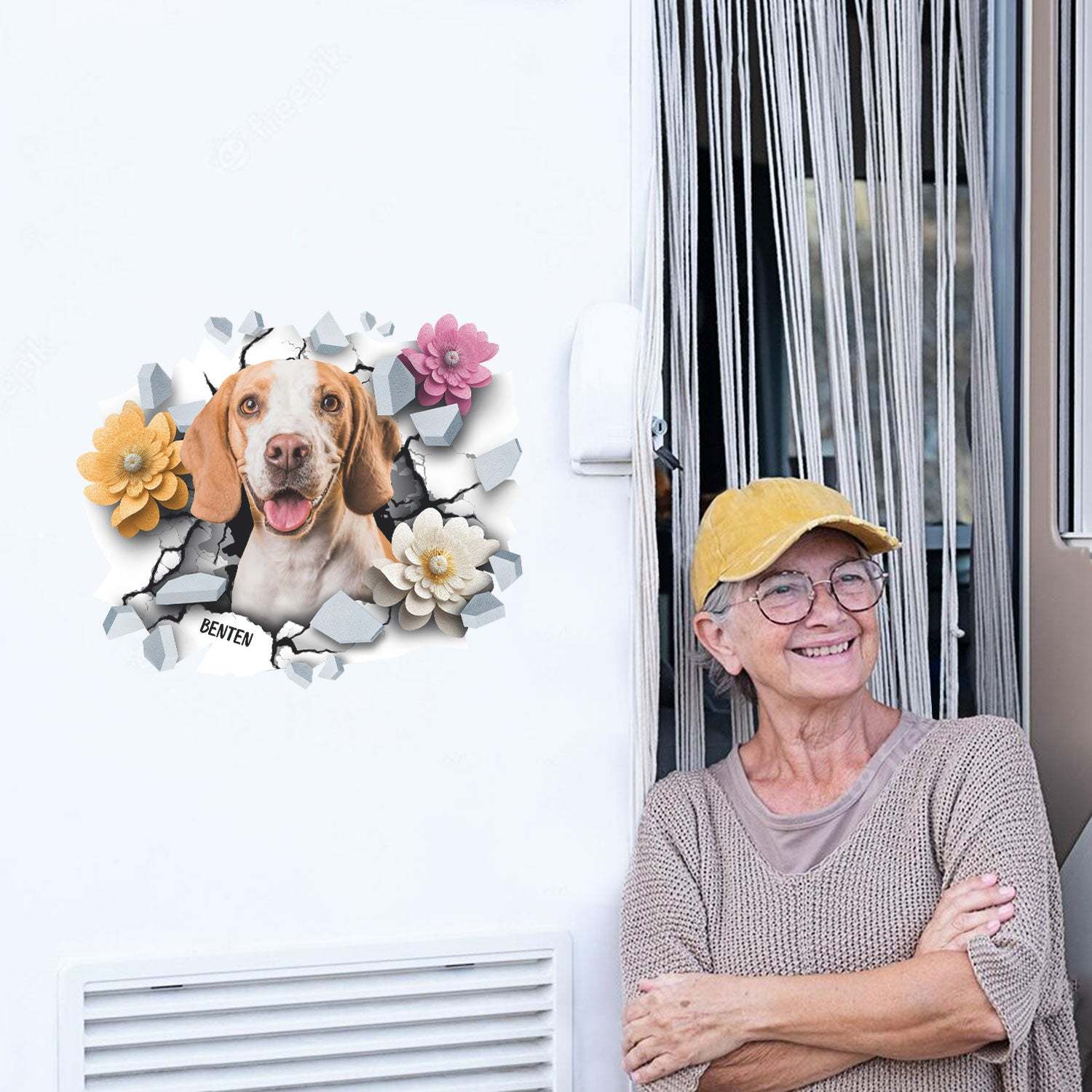 Custom Photo 3D Cracked Pet Face - Gift For Dog Lovers - Personalized Decor Decal