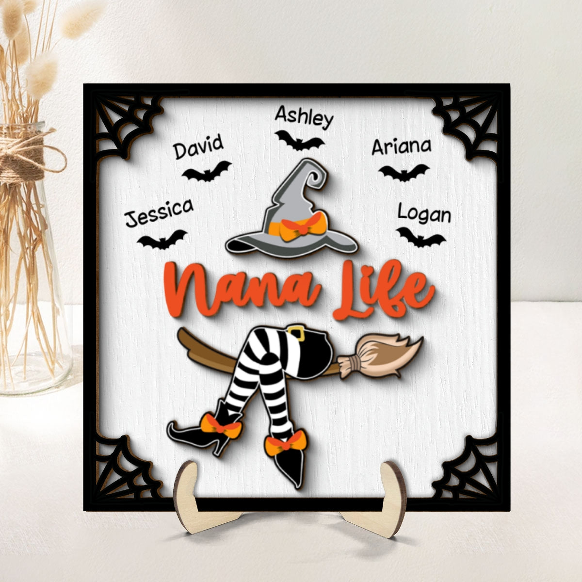 Grandma Witch Halloween Personalized 2-Layer Wooden Plaque