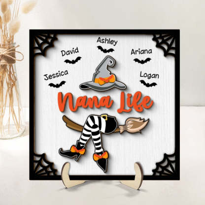 Grandma Witch Halloween Personalized 2-Layer Wooden Plaque