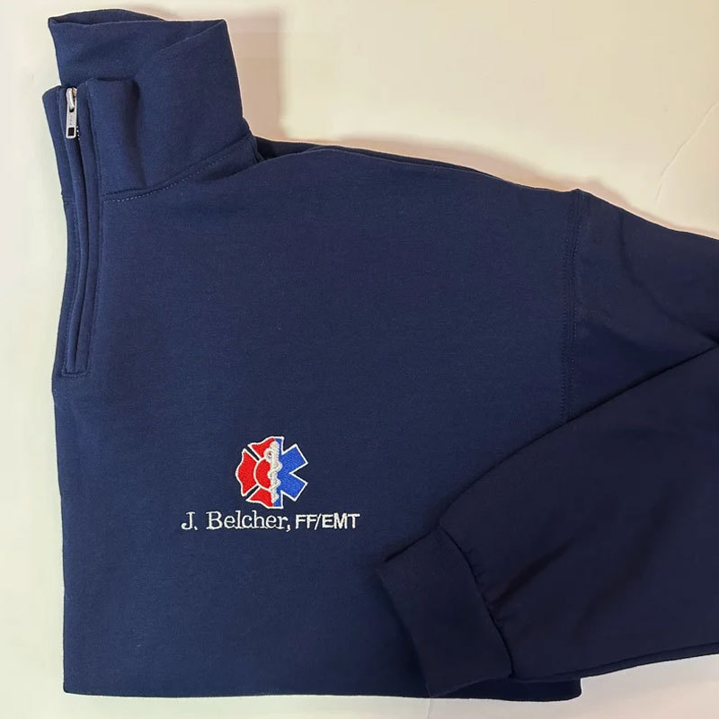 EMT EMS Custom Quarter Zip Collar Sweatshirt Star Of Life