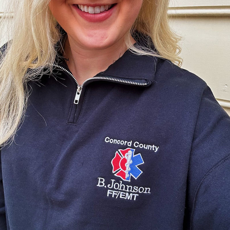 EMT EMS Custom Quarter Zip Collar Sweatshirt Star Of Life