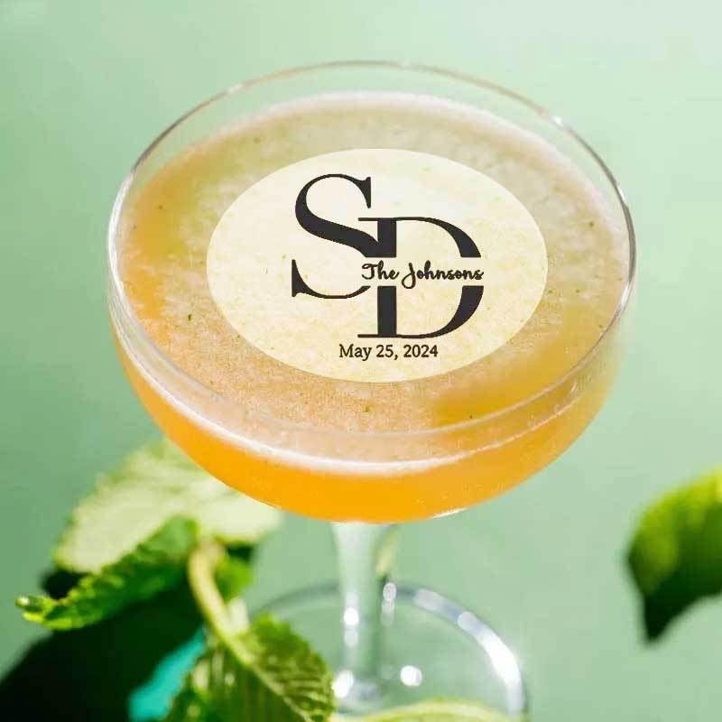 EDIBLE CLEAR circle wedding drink toppers custom edible drink topper