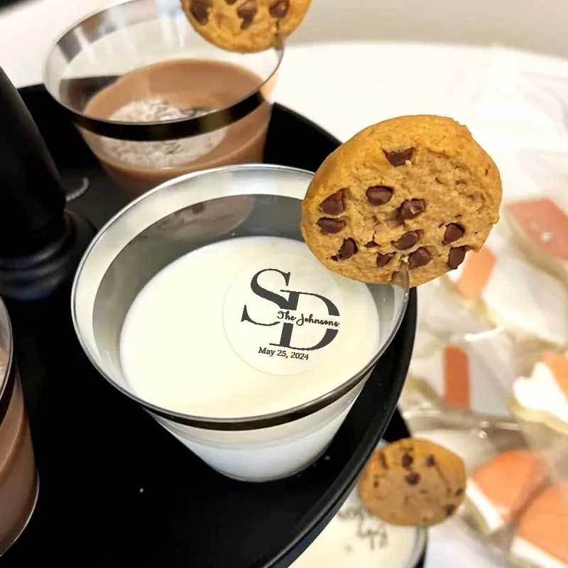 EDIBLE CLEAR circle wedding drink toppers custom edible drink topper