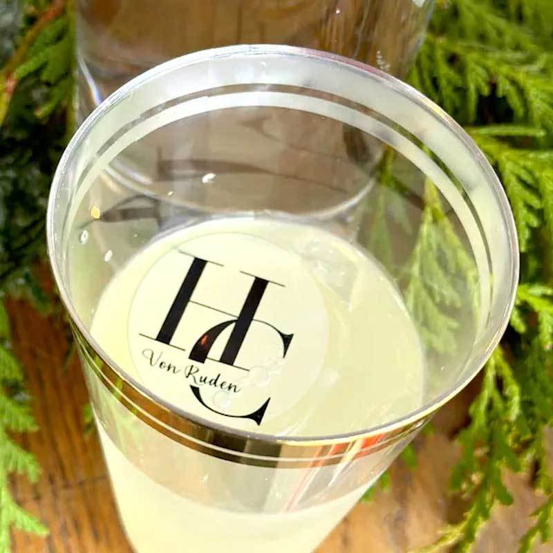 EDIBLE CLEAR circle wedding drink toppers custom edible drink topper