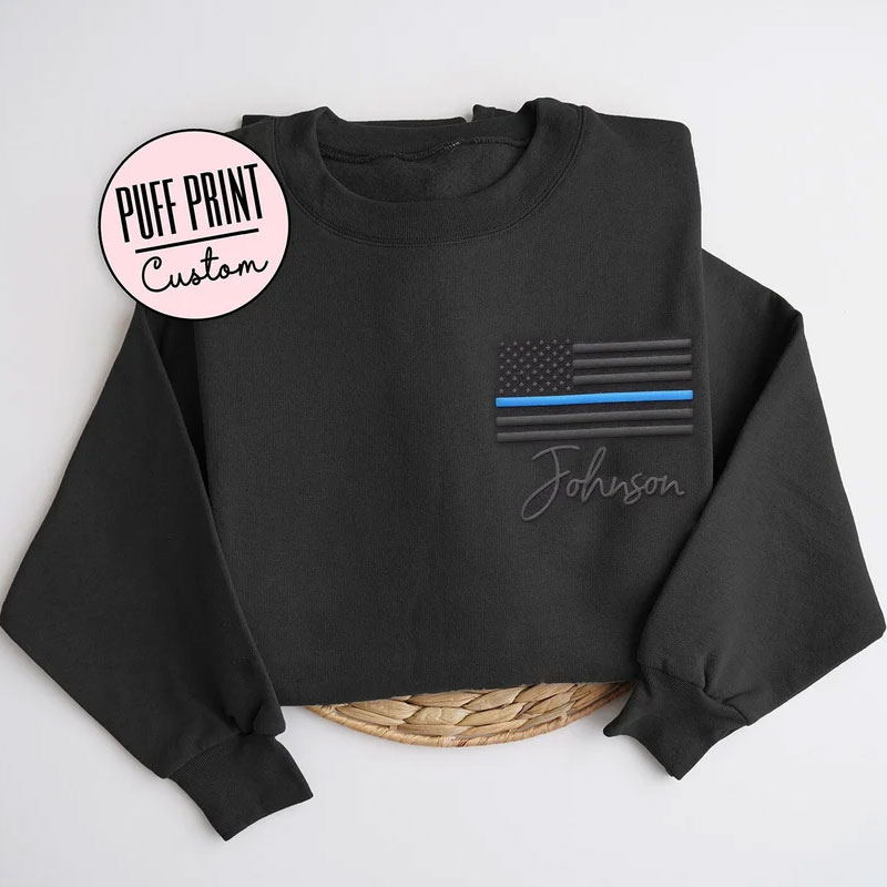 Embossed Firefighter Sweatshirt Puff Print Custom Police Hoodie