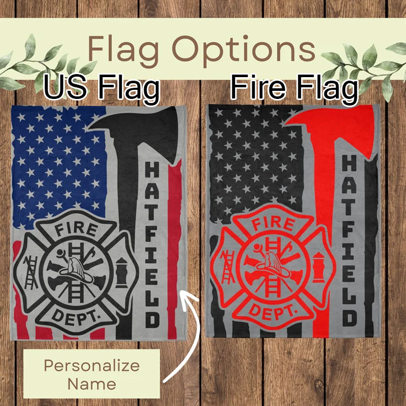 Fire Idea Fireman Blanket Personalized US Flag Blanket