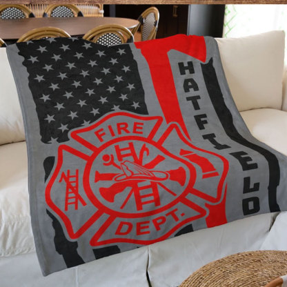 Fire Idea Fireman Blanket Personalized US Flag Blanket