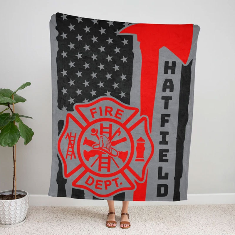 Fire Idea Fireman Blanket Personalized US Flag Blanket