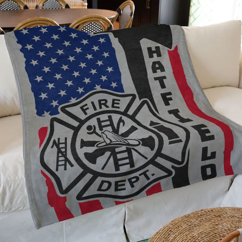 Fire Idea Fireman Blanket Personalized US Flag Blanket