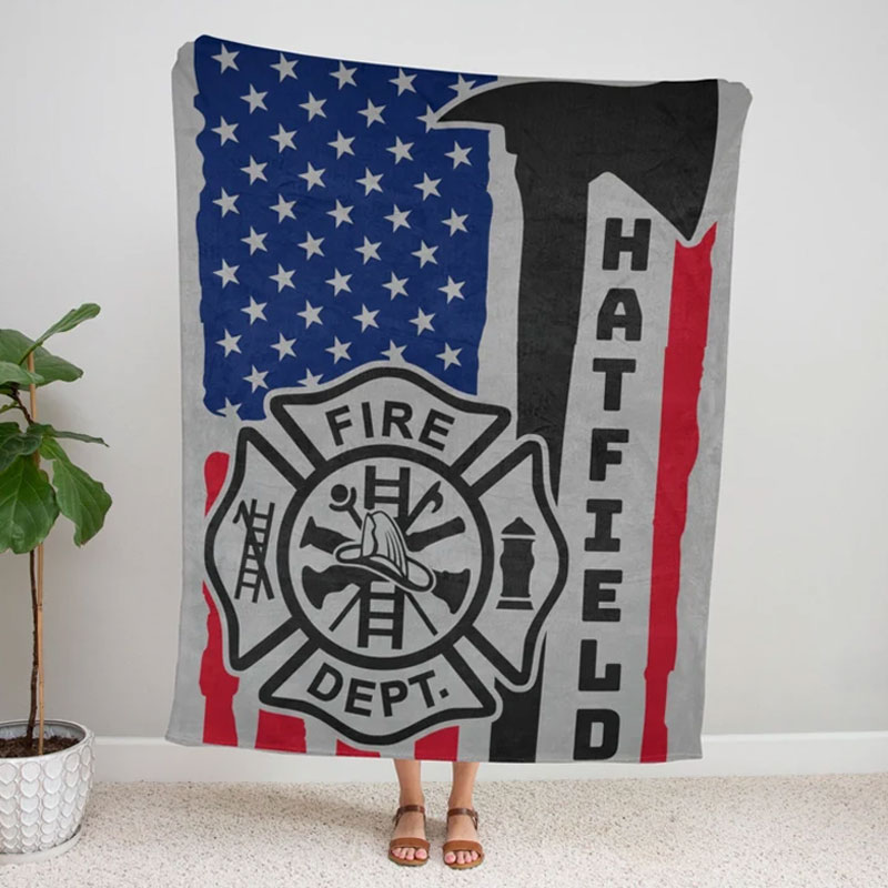 Fire Idea Fireman Blanket Personalized US Flag Blanket
