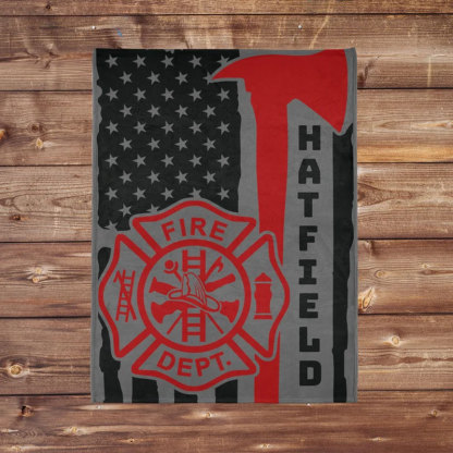 Fire Idea Fireman Blanket Personalized US Flag Blanket