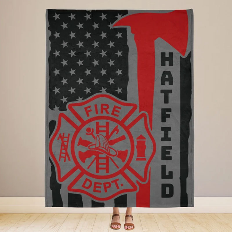 Fire Idea Fireman Blanket Personalized US Flag Blanket