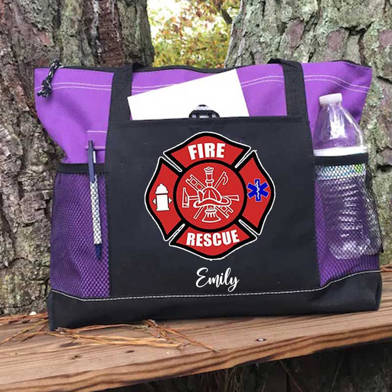 Red Fire Rescue Firefighter First Responder Custom Tote Bag