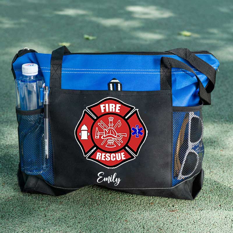 Red Fire Rescue Firefighter First Responder Custom Tote Bag