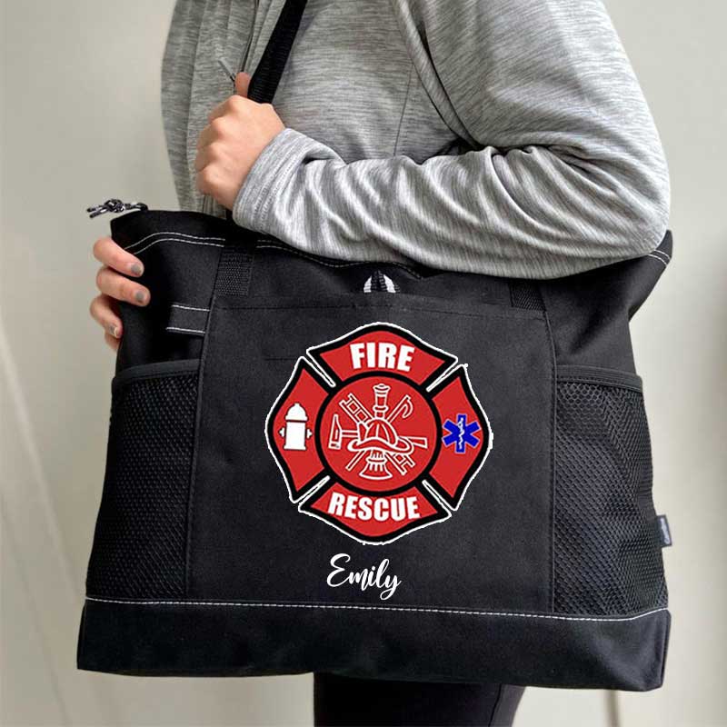 Red Fire Rescue Firefighter First Responder Custom Tote Bag
