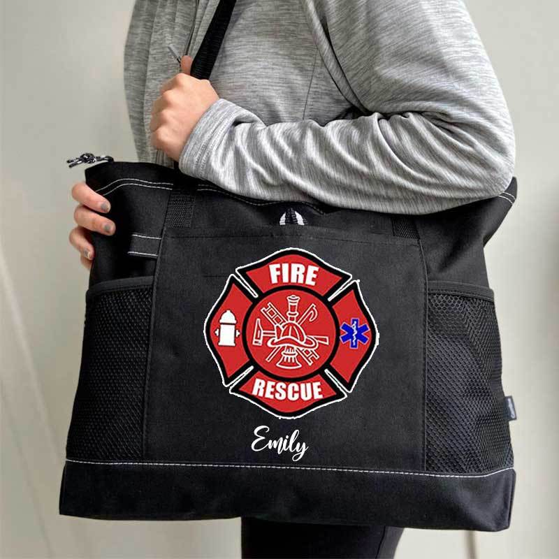 Red Fire Rescue Firefighter First Responder Custom Tote Bag