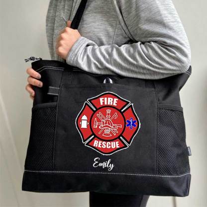 Red Fire Rescue Firefighter First Responder Custom Tote Bag