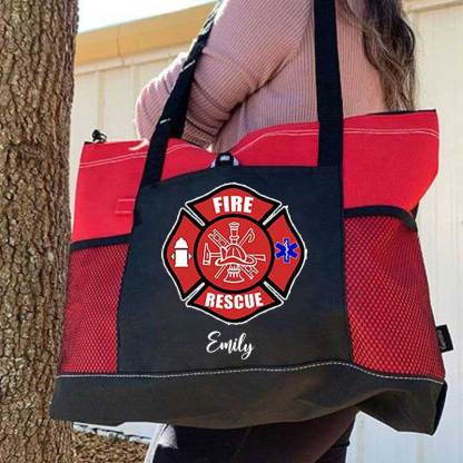 Red Fire Rescue Firefighter First Responder Custom Tote Bag