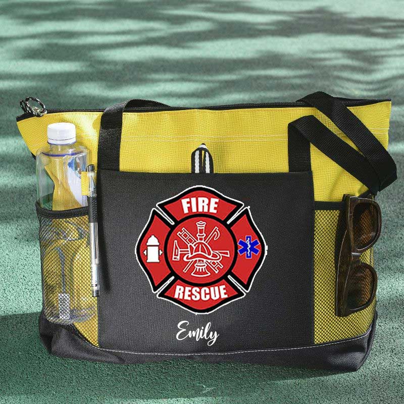 Red Fire Rescue Firefighter First Responder Custom Tote Bag