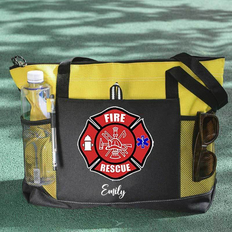 Red Fire Rescue Firefighter First Responder Custom Tote Bag