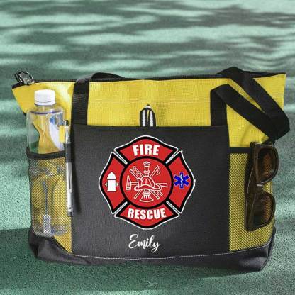 Red Fire Rescue Firefighter First Responder Custom Tote Bag