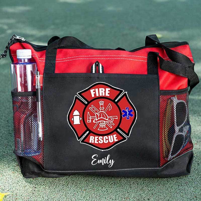 Red Fire Rescue Firefighter First Responder Custom Tote Bag