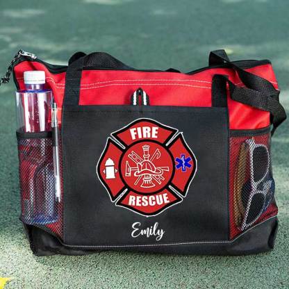 Red Fire Rescue Firefighter First Responder Custom Tote Bag