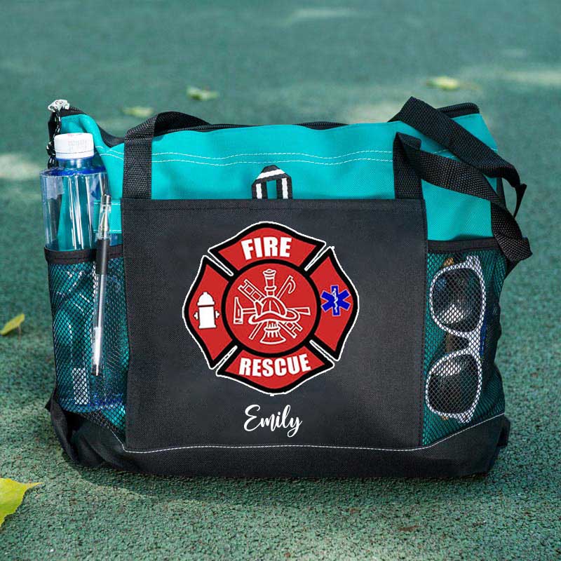 Red Fire Rescue Firefighter First Responder Custom Tote Bag