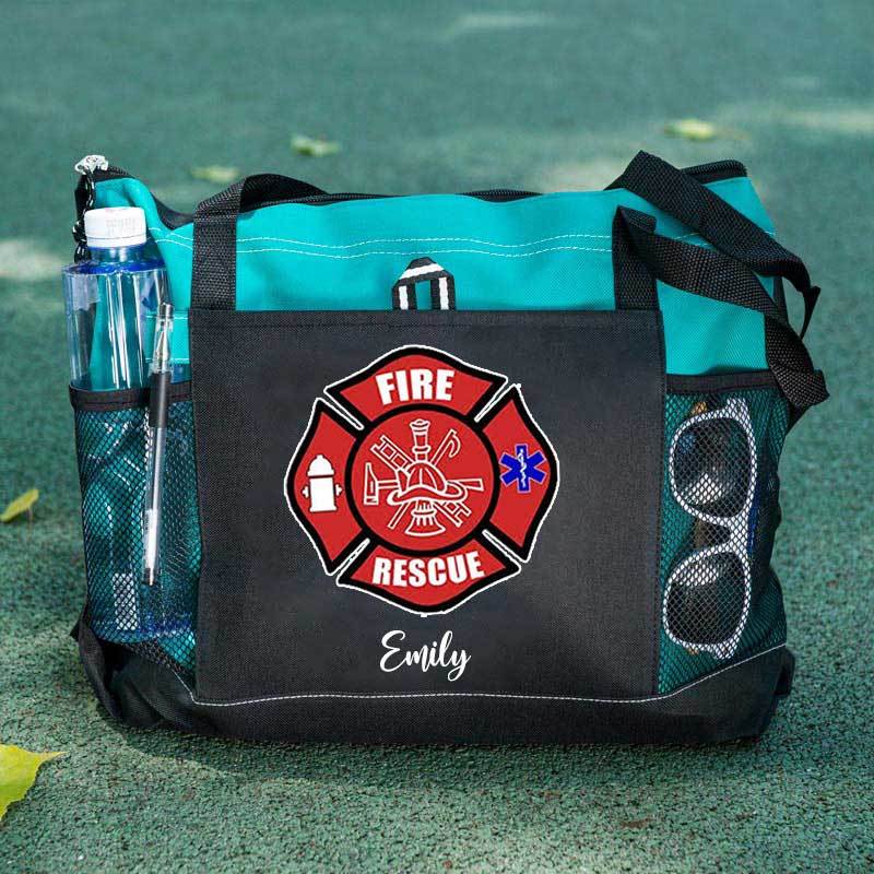Red Fire Rescue Firefighter First Responder Custom Tote Bag