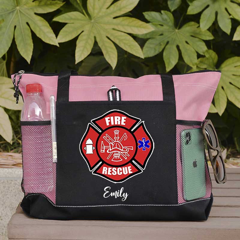 Red Fire Rescue Firefighter First Responder Custom Tote Bag