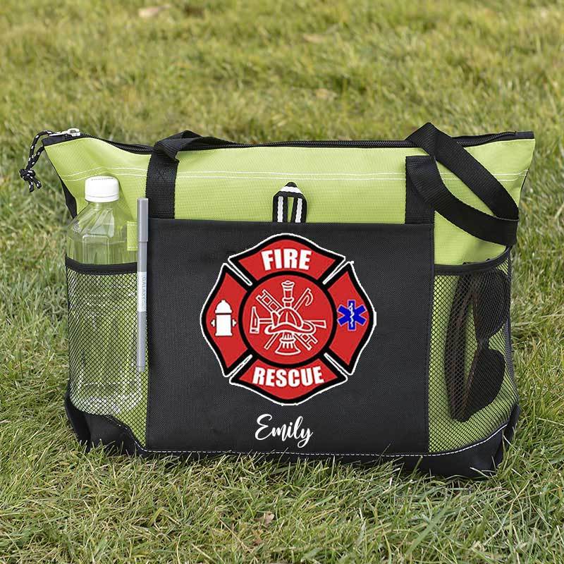 Red Fire Rescue Firefighter First Responder Custom Tote Bag