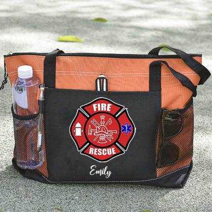 Red Fire Rescue Firefighter First Responder Custom Tote Bag