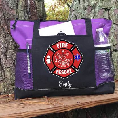 Red Fire Rescue Firefighter First Responder Custom Tote Bag
