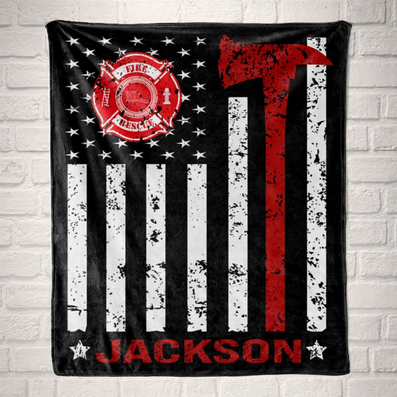 Firefighter Gift for Him Personalized Fireman Blanket
