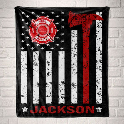 Firefighter Gift for Him Personalized Fireman Blanket