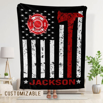 Firefighter Gift for Him Personalized Fireman Blanket