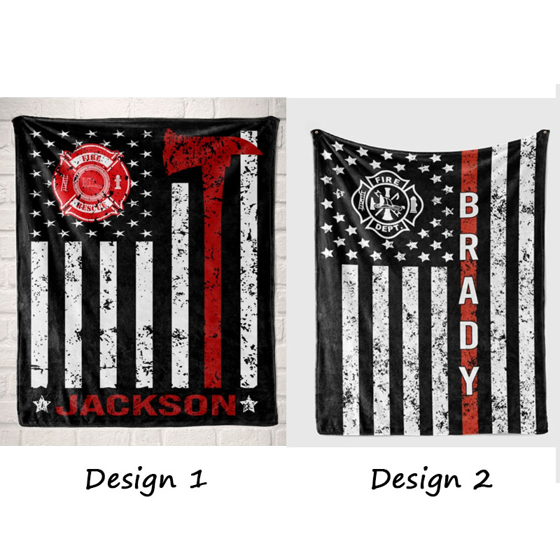 Firefighter Gift for Him Personalized Fireman Blanket